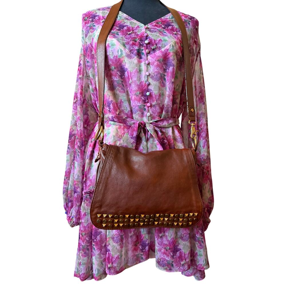 Tory Burch vintage messenger adjustable crossbody bag with metallic accents